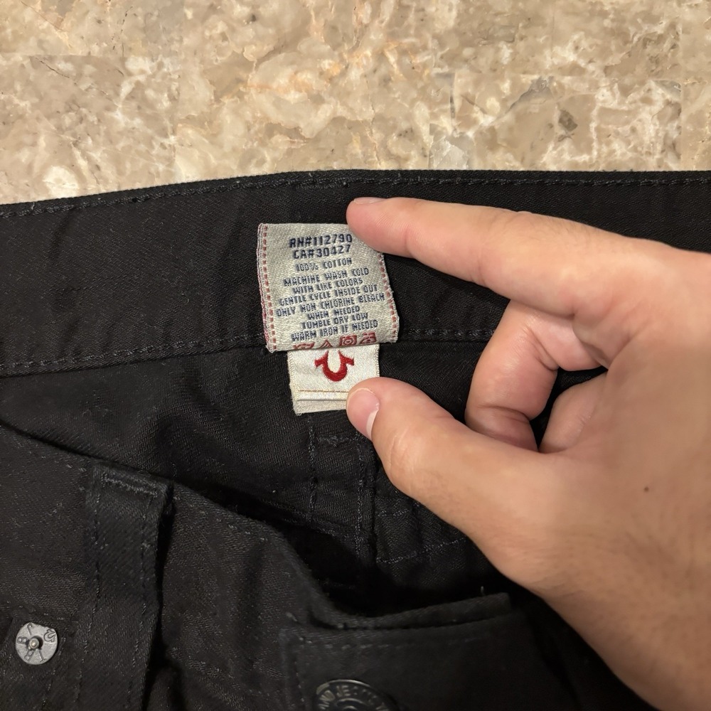 True Religion Jeans Mens 34 (fits 36x31) Black Ricky Straight Flap Pocket Denim - Picture 4 of 15